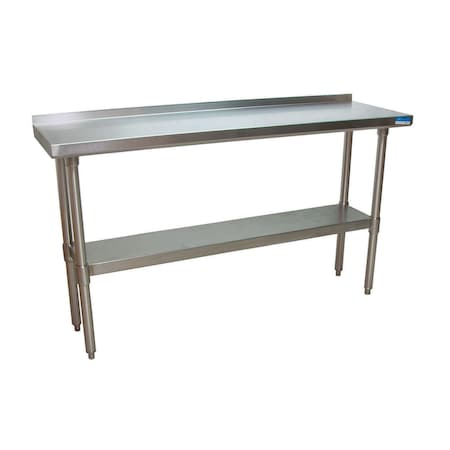 Bk Resources Work Table Stainless Steel With Undershelf, 1.5" Rear Riser 72"Wx18"D VTTR-1872